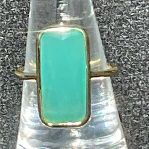 Amazonite Chalcedony 18k Gold Clad Fancy Cut Wholesale Gemstone  Rectangle Ring